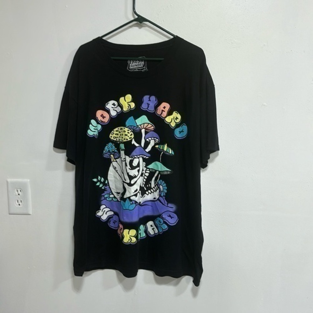 Fresh Laundry Work Hard neon mushroom short sleeve cotton blend shirt 3XL